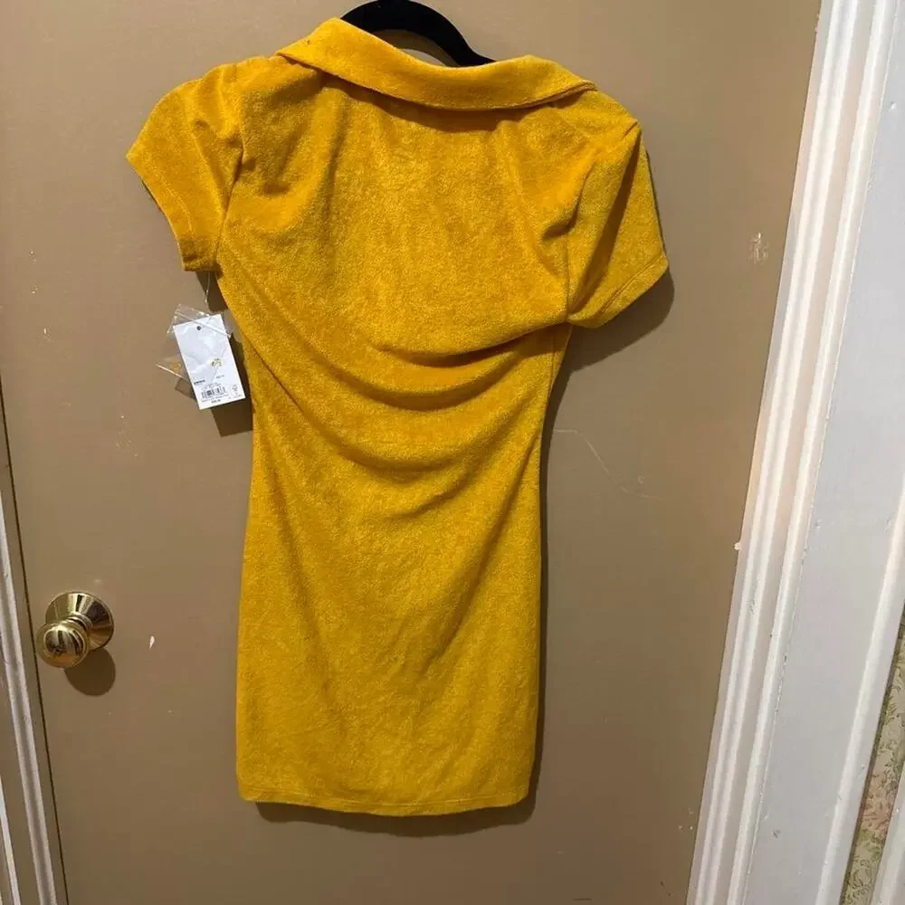 Yellow collared button up dress